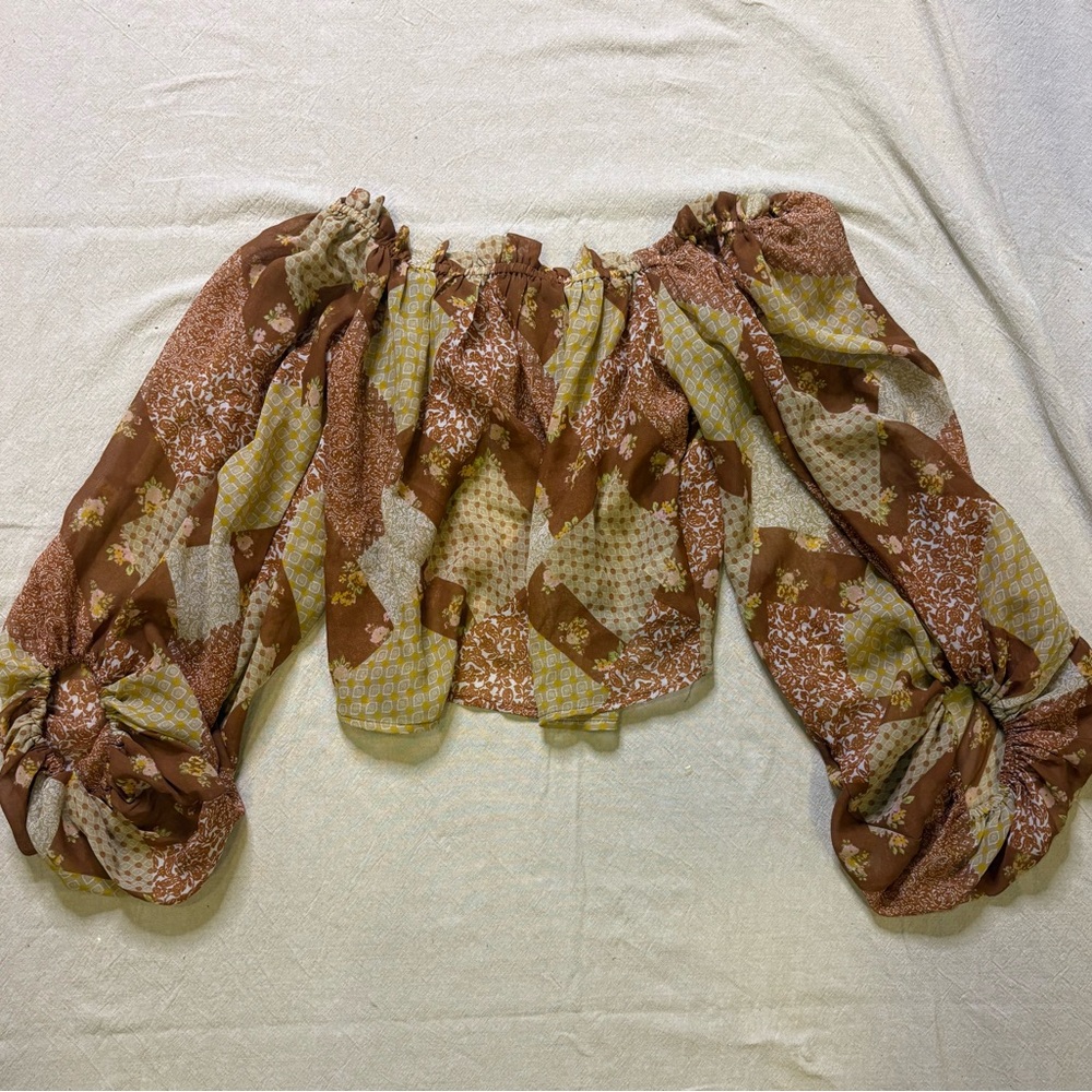 Live 4 Truth Boho Patchwork Off-Shoulder Blouse - image 1